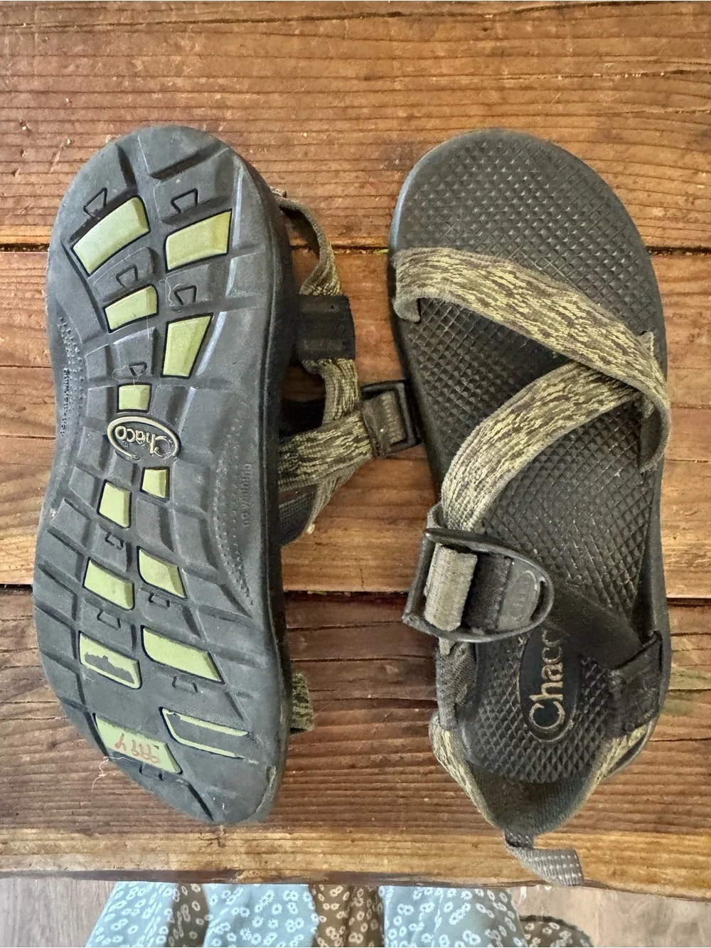 Chaco Kids' Black and Olive Green  Sandals